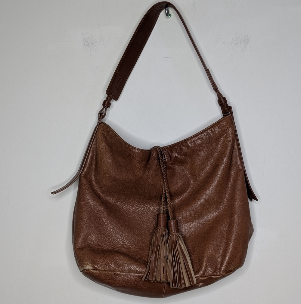 Margot Brown Leather Tassel Shoulder Bag